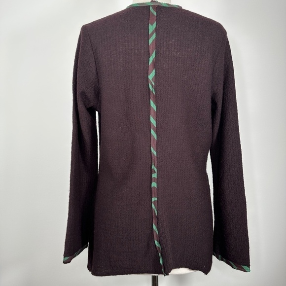 Omega Women Wool Silk Blend Open Front Cardigan Sz 1 Brown Made in Australia - Picture 9 of 12